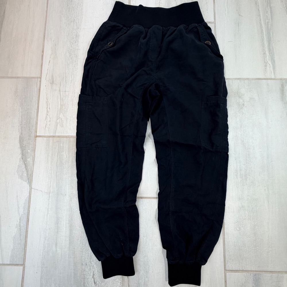 Maeve Anthropologie Black Cargo Jogger Pants XS Elastic Waist Utility Trousers